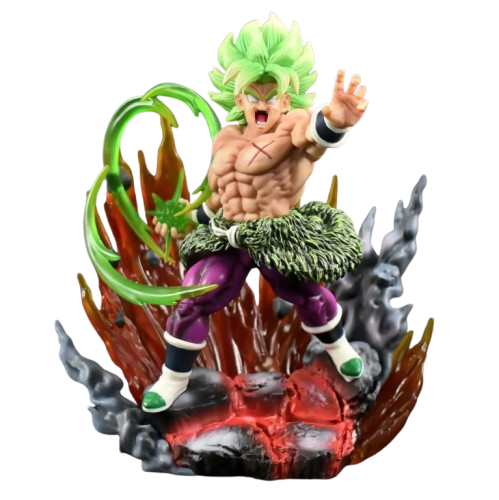 Figurine de collection – Broly Super Saiyan Légendaire, pose explosive & aura verte