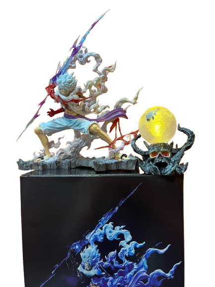 Figurine One Piece Gear 5 – Luffy Nika Sun God 28 cm avec Boule Lumineuse